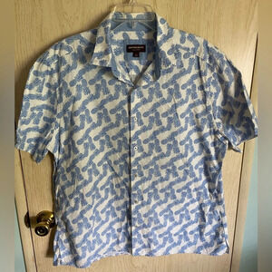JOHNSTON & MURPHY printed Cotton Pineapple Button Down Short Sleeve Shirt XL